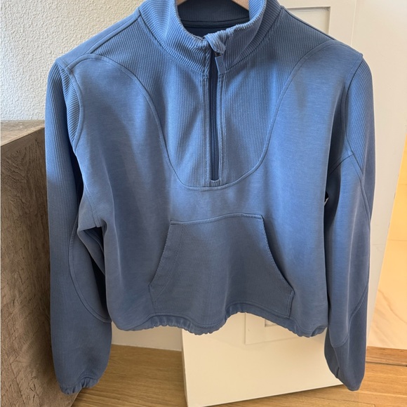 Lululemon Brushed Softstreme Ribbed Half Zip 6 Blue - Picture 1 of 7